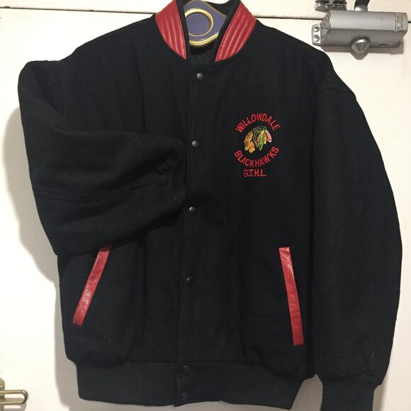 VINTAGE WILLOWDALE BLACKHAWKS VARSITY BOMBER JACKES SIZE M - Picture 4 of 9